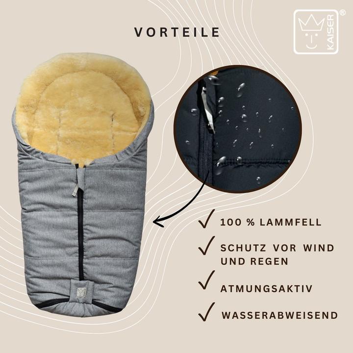 Produktbild Kaiser Baby Kaiser Babyschalen Fusssack aus Lammfell Naadja, light grey melange