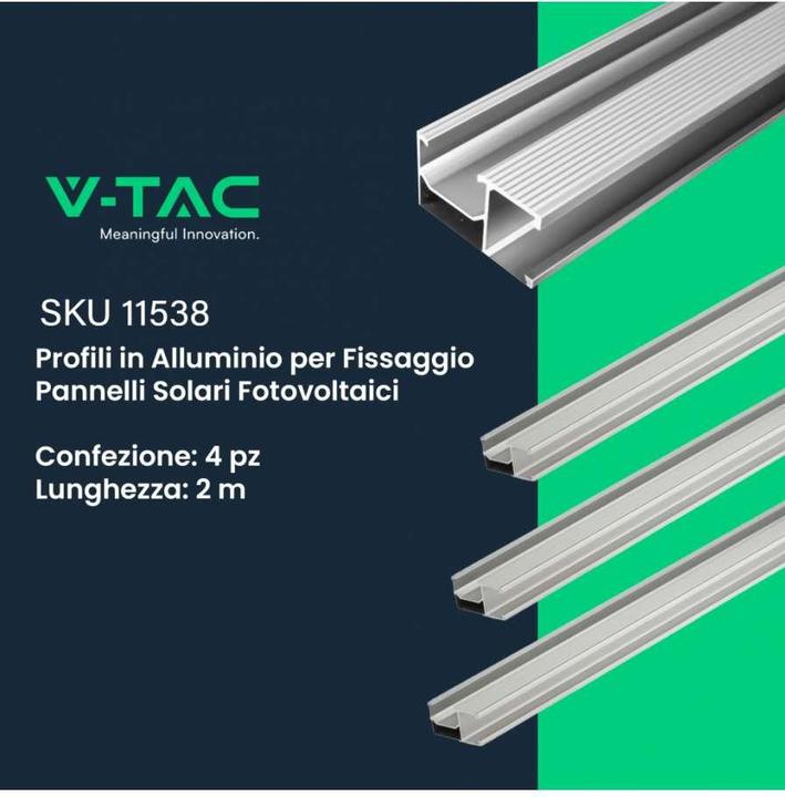 Immagine prodotto V-TAC Binario Sillberne 2000mm per pannelli solari 4 pzSet