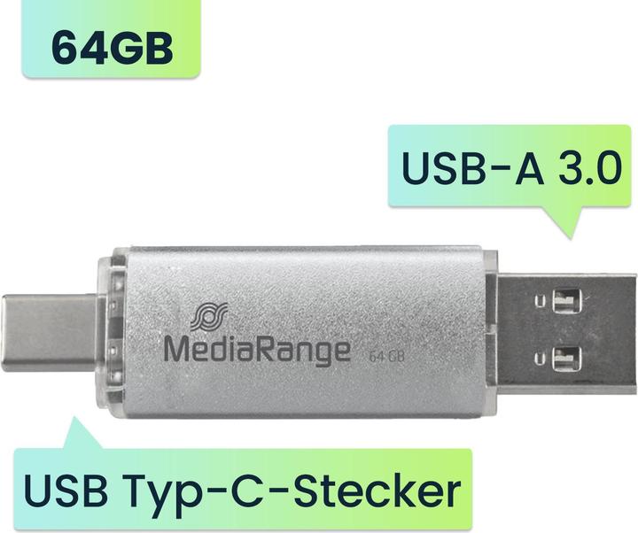 Produktbild MediaRange MR936 (64 GB, USB-A, USB-C)