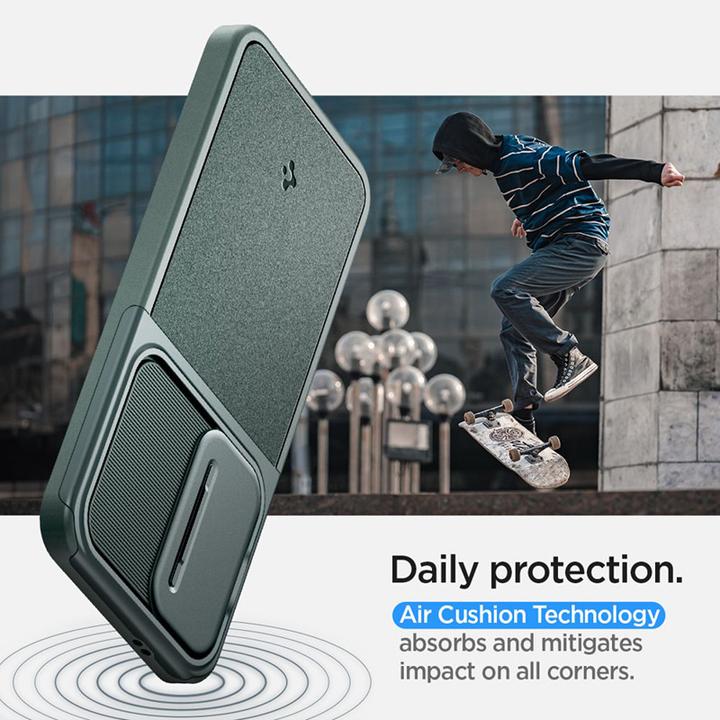 Actual product image Spigen Optics Armor S921 zielony/abyss green ACS07364 (Samsung Galaxy S24 Ultra)