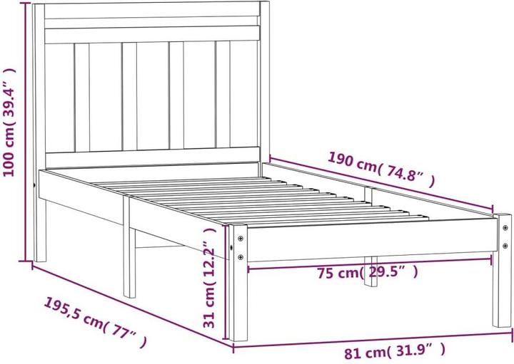 Image du produit vidaXL Bettrahmen (75 x 190 cm)