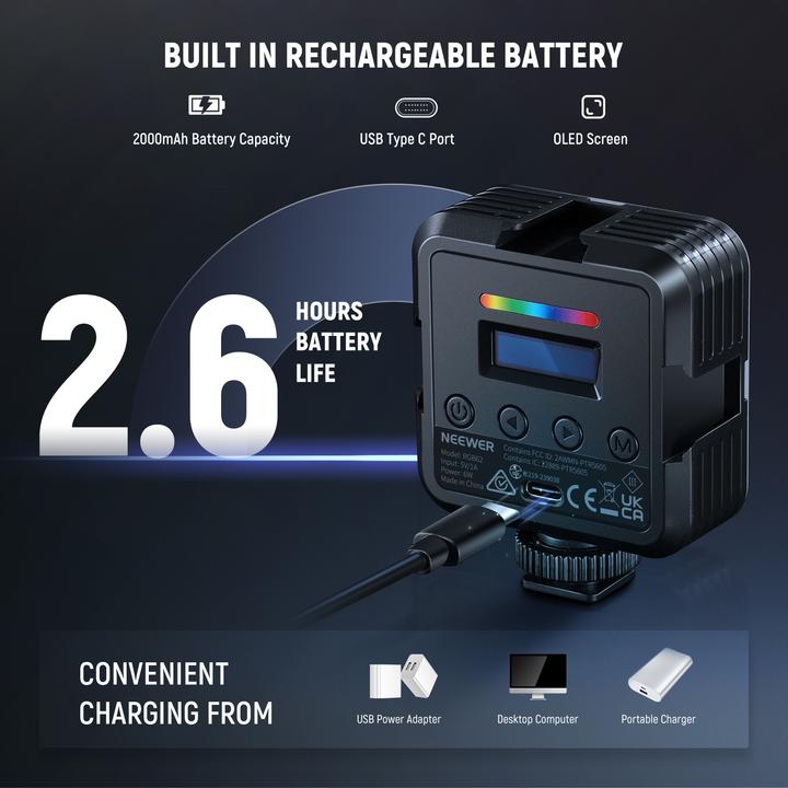 Actual product image Neewer 2 packs RGB62 app LED video light (Video light)