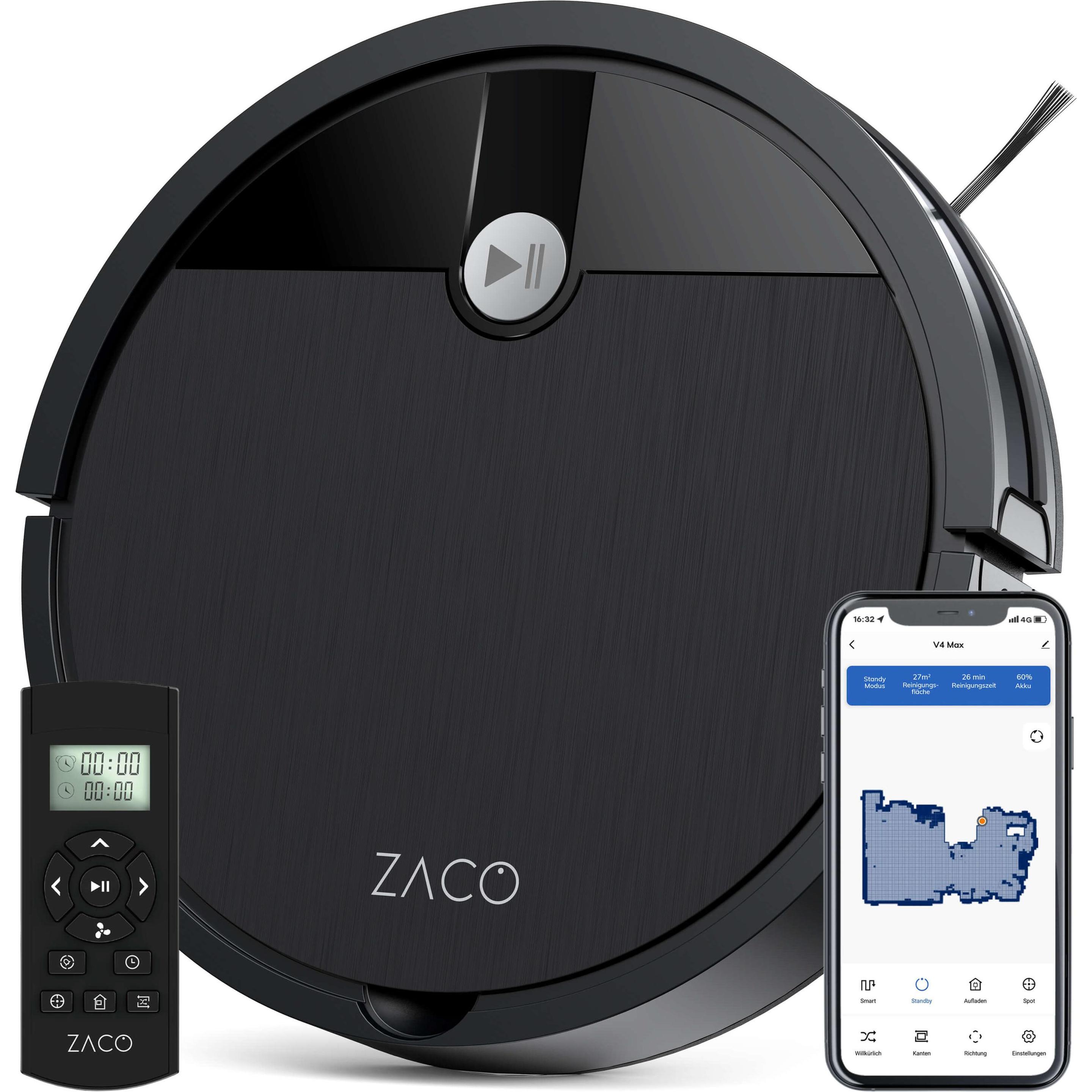 Zaco V4 Max, Staubsauger Roboter, Grau