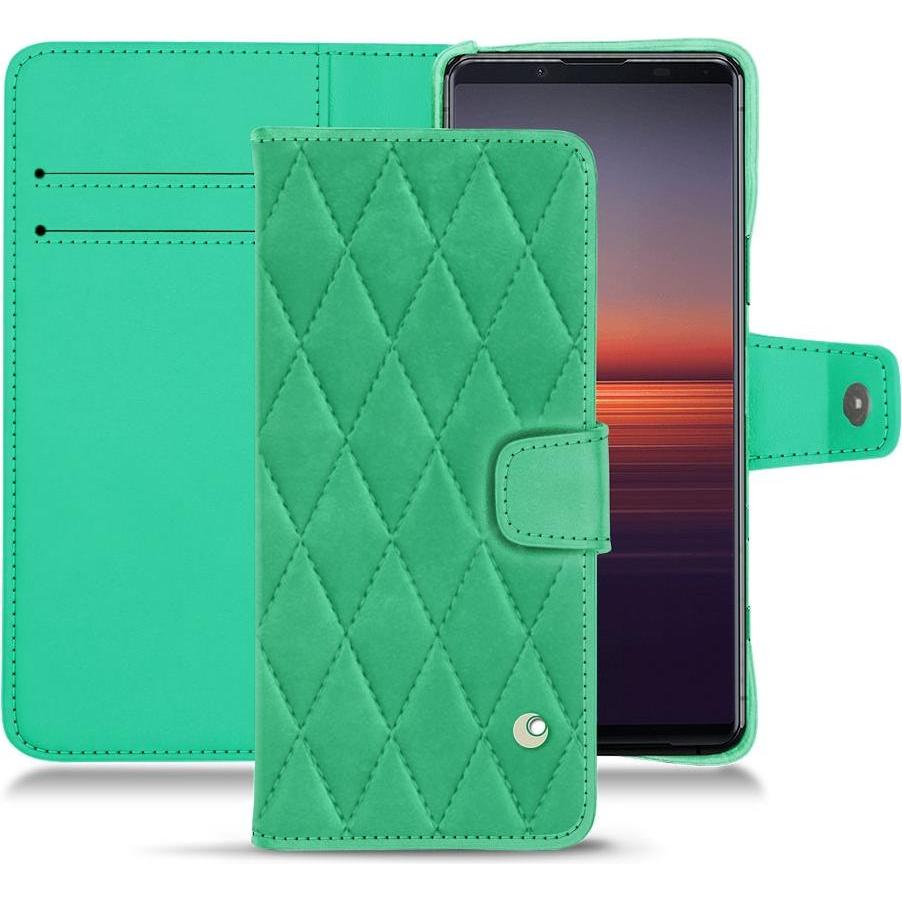 Noreve Lederschutzhülle Wallet (Sony Xperia 5 II), Smartphone Hülle, Grün