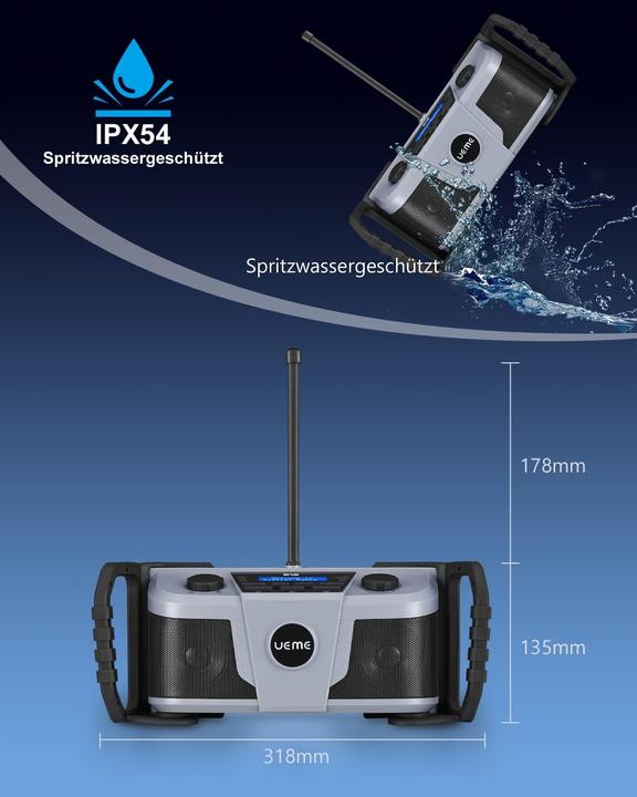 Actual product image Ueme Baustellenradio mit DAB+ und Bluetooth (DAB+, Bluetooth)