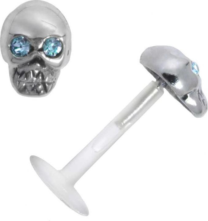 Actual product image Bijouteria Piercing for lip/Tragus (Bioplastic, Crystal, Silver 925)