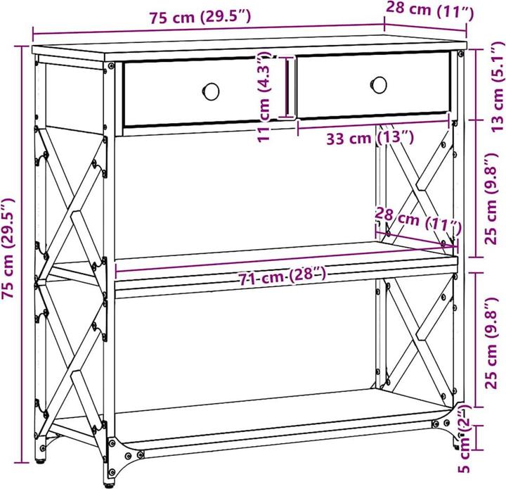 Produktbild vidaXL Beistelltisch (75 x 28 x 75 cm)