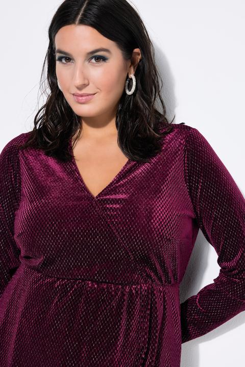 Produktbild Studio Untold Samtkleid, A-Line, Glitzereffekt, Wickeloptik, Langarm (54)