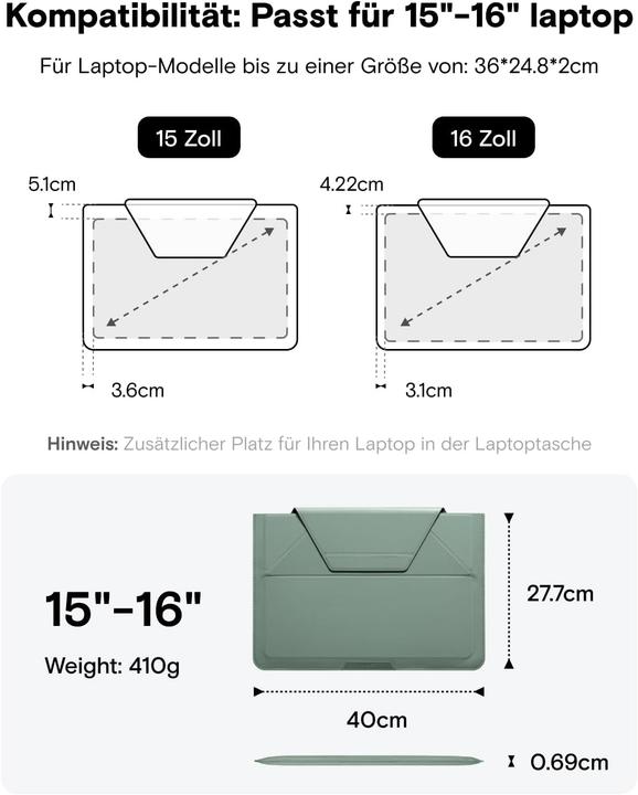 Produktbild MOFT Laptoptasche mit integriertem Standfuss (14")