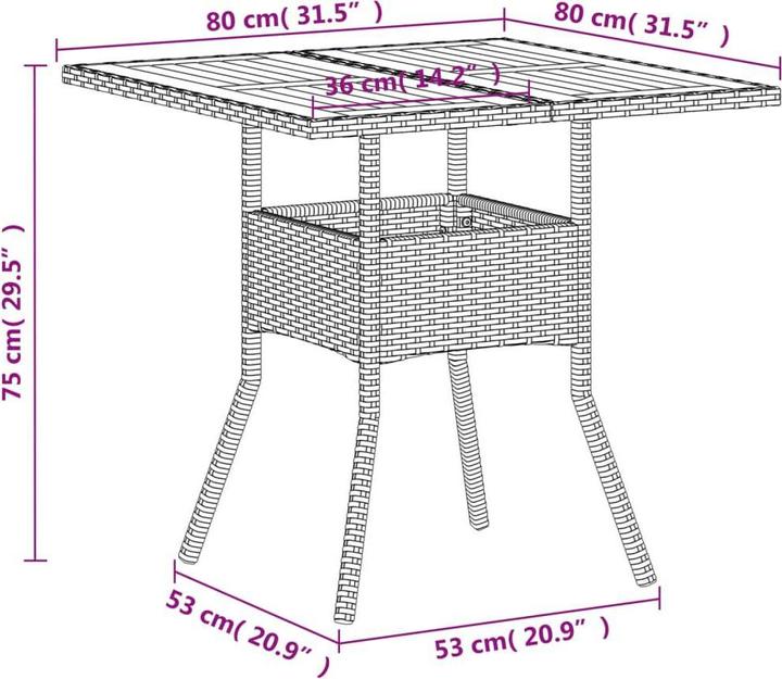 Produktbild vidaXL Gartentisch (80 x 80 x 75 cm)