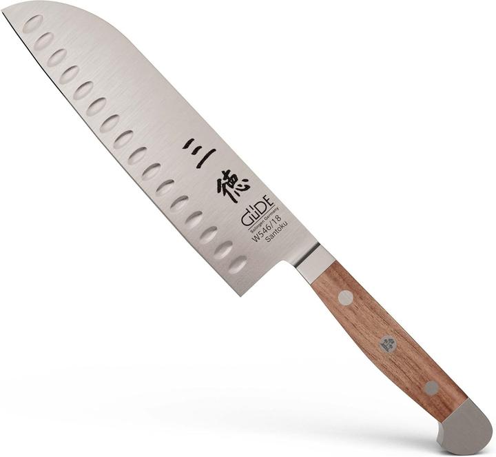 Güde Santoku Messer, Kulle, Serie Alpha, Doppelkropf, Griff Walnussholz (18 cm)