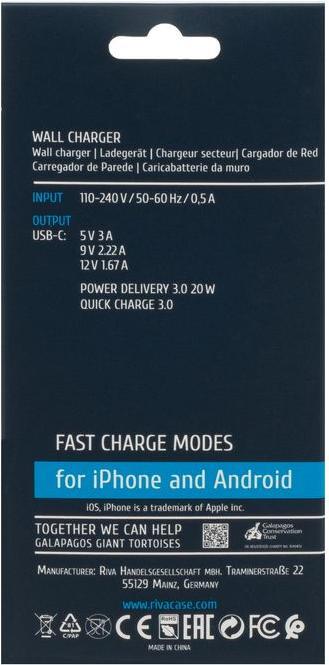 Actual product image Rivacase MOBILE CHARGER WALL/WHITE PS4101 W00 (20 W)