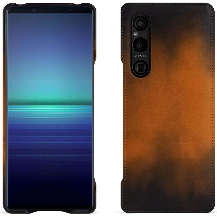 Noreve Lederschutzhülle (Sony Xperia 1 V), Smartphone Hülle, Braun