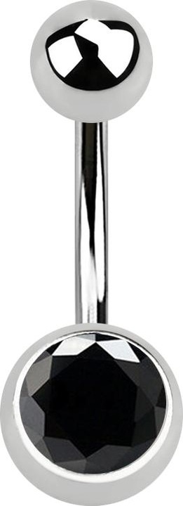 Produktbild Star Piercing Banane silber mit Kugel und Kugel Kristall schwarz (Chirurgenstahl 316L, ohne Messing)
