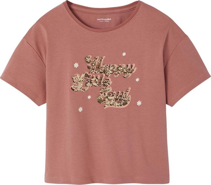 Immagine prodotto Vertbaudet Mädchen T-Shirt mit Wendepailletten und Recycling-Baumwolle (128)