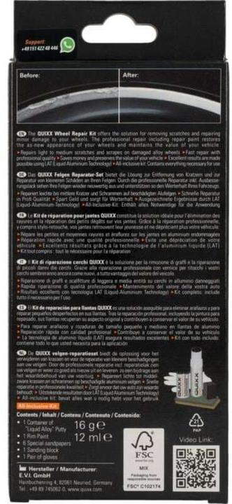 Immagine prodotto Quixx Kit per la riparazione dei cerchi (5 ml)