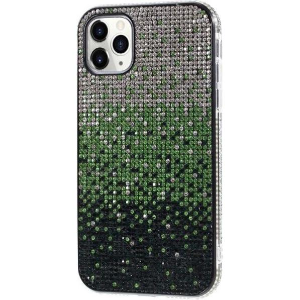 Thumbnail - MU Style Hülle mit Glitzersteinen und Farbverlauf (Apple iPhone 11 Pro Max), Smartphone Hülle, Grün, Silber, Schwarz