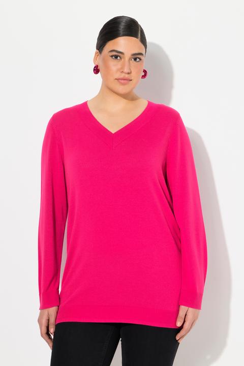 Actual product image Ulla Popken Casual V-Neck Long Sleeve Sweater (54)