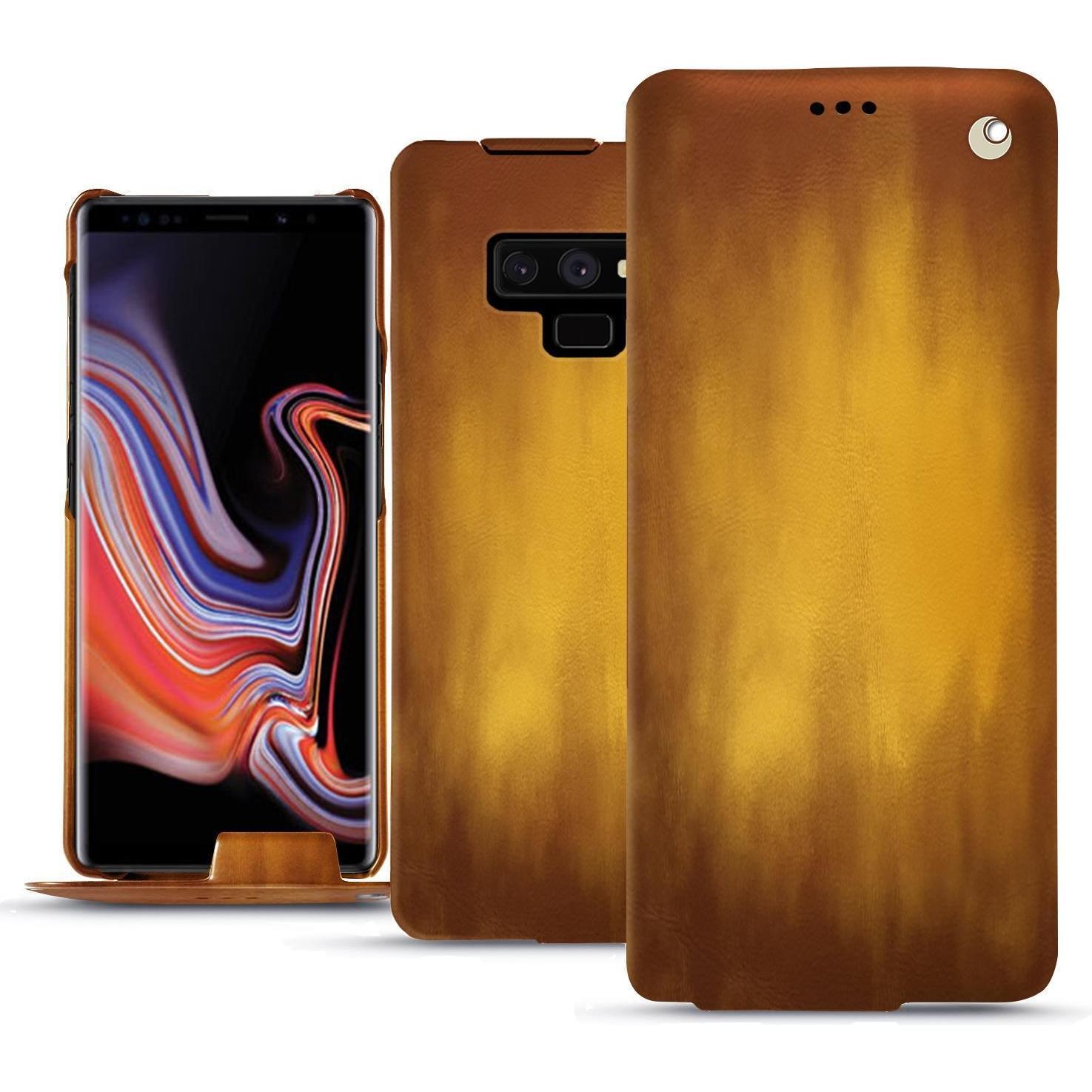 Noreve Lederschutzhülle vertikal (Samsung Galaxy Note 9), Smartphone Hülle, Gold