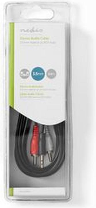 Produktbild Nedis Stereo Audio Cable 3.5 mm Male 2X RCA Male Nickel Plated 3.00 m Round Black Box (3 m)