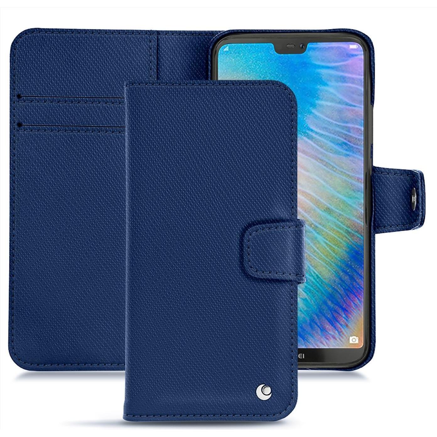 Noreve Lederschutzhülle Wallet (Huawei P20 Lite), Smartphone Hülle, Blau