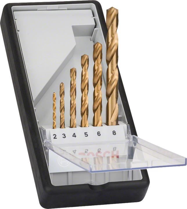 Produktbild Bosch Professional Zubehör 6-tlg. Metallbohrer-Set, Robust Line, HSS-TiN, 135°, 2–8 mm (2.0, 3.0, 4.0, 5.0, 6.0, 8.0)