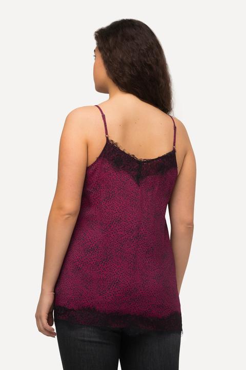 Image du produit Ulla Popken Blouse sans manches à col V, satin et dentelle (50, 52)