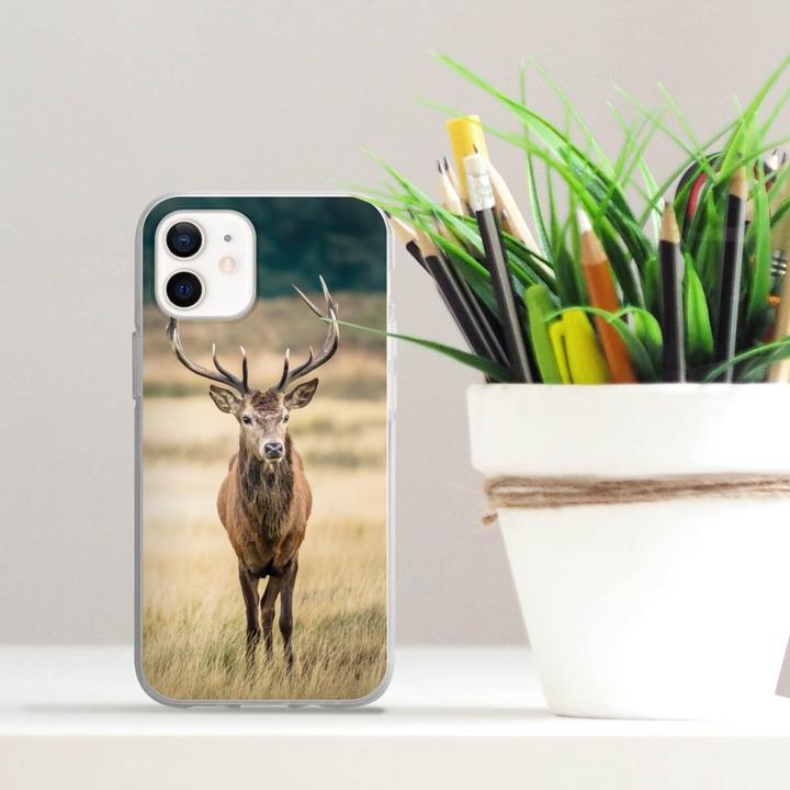 Produktbild DeinDesign Silikon Hülle für Apple iPhone 12 Handyhülle Case Smartphone Schutzhülle Hirsch Wald Wiese (Apple iPhone 12)