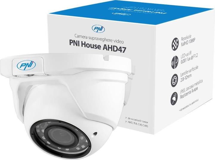 Image du produit PNI Caméra de vidéosurveillance House AHD47 Dôme varifocal 2,8-12 mm 1080P 4 en 1 TVI CVI CVBS (1920 x 1080 Pixels)