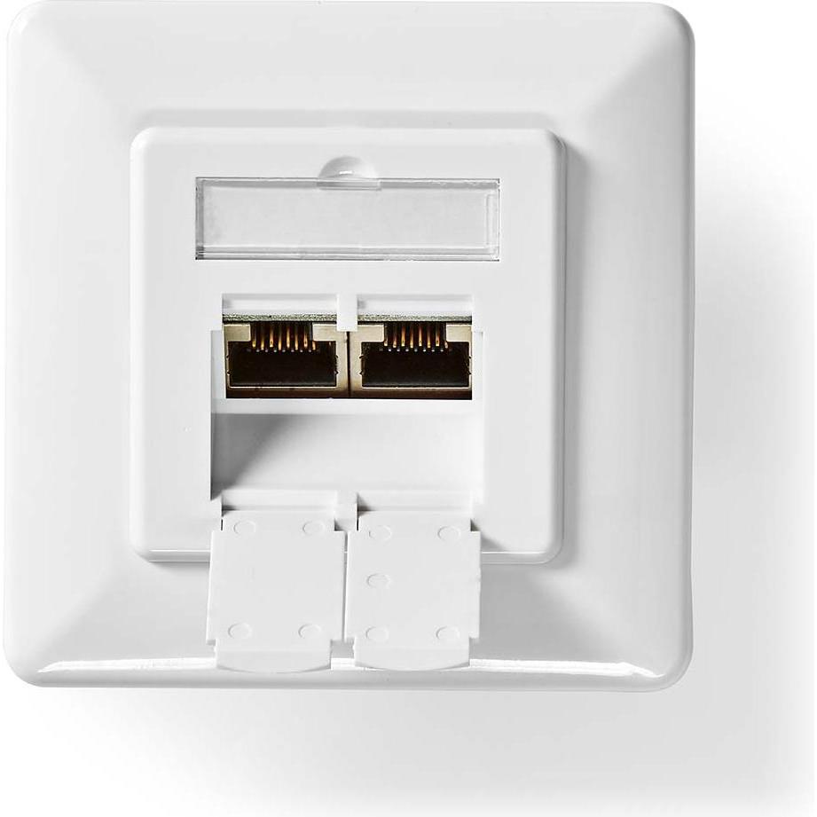 Nedis Netzwerk-Wanddose Unterputz 2-Port port(s) CAT6a Gerade Buchse Vergoldet PVC W (UTP, CAT6a, 0.07 m), Netzwerkkabel