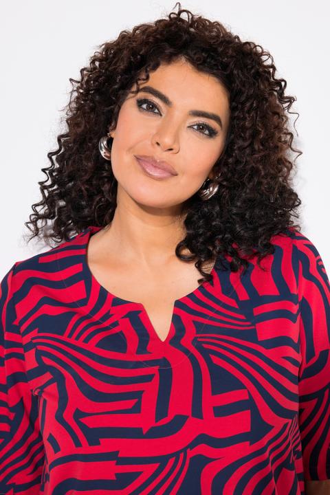 Actual product image Ulla Popken Abstract Print Split Neck Stretch-Fit Tee (46, 48)