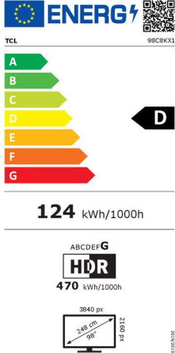 Energie-Label TCL 98C8K (98", Mini-LED, 4K, 2025)
