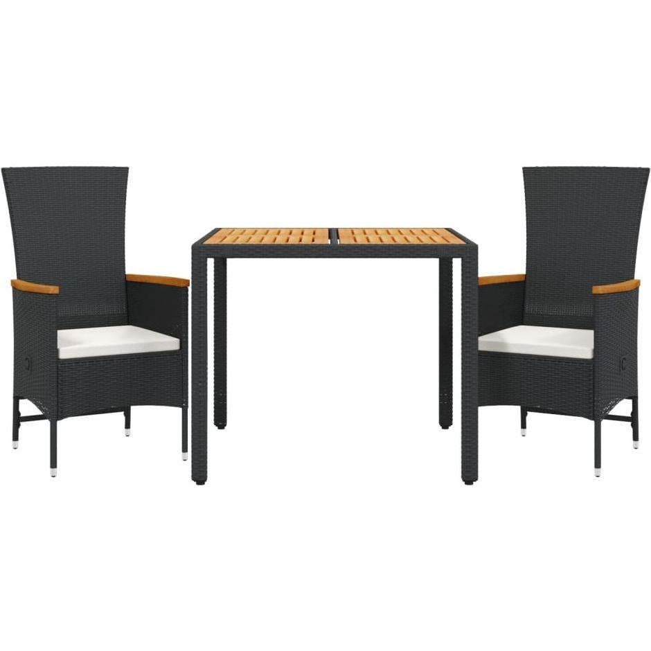 VidaXL, Gartentisch + Balkontisch, Gartenmöbel Essgruppe Gartengarnitur Garten Sitzgruppe 3-tlg. Schwarz (90 cm)