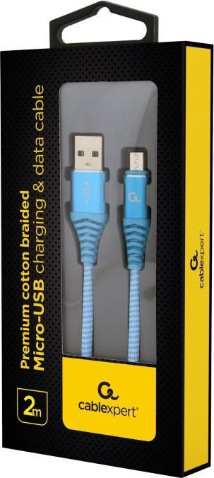 Produktbild Gembird CC-USB2B-AMMBM-2M-VW USB Kabel USB 2.0 Micro-USB B USB A Blau (2 m, USB 2.0)