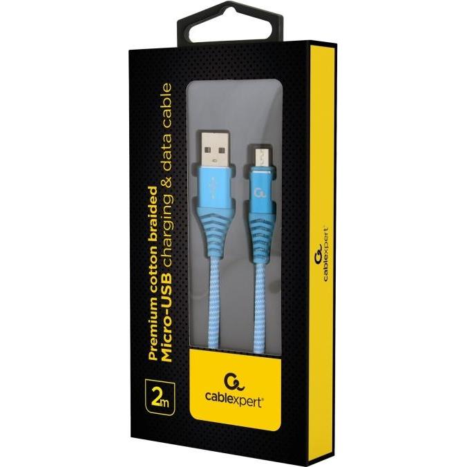 Thumbnail - Gembird CC-USB2B-AMMBM-2M-VW USB Kabel USB 2.0 Micro-USB B USB A Blau (2 m, USB 2.0), USB Kabel