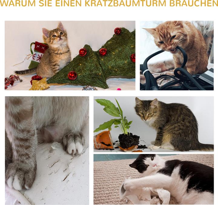 Produktbild PawHut Kratzbaum mit Plattform (91 cm, Hellgrau, Blau)