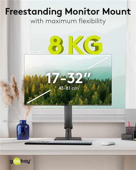 Produktbild Goobay Freistehende Single-Monitorhalterung, schwarz (Tisch, 32")