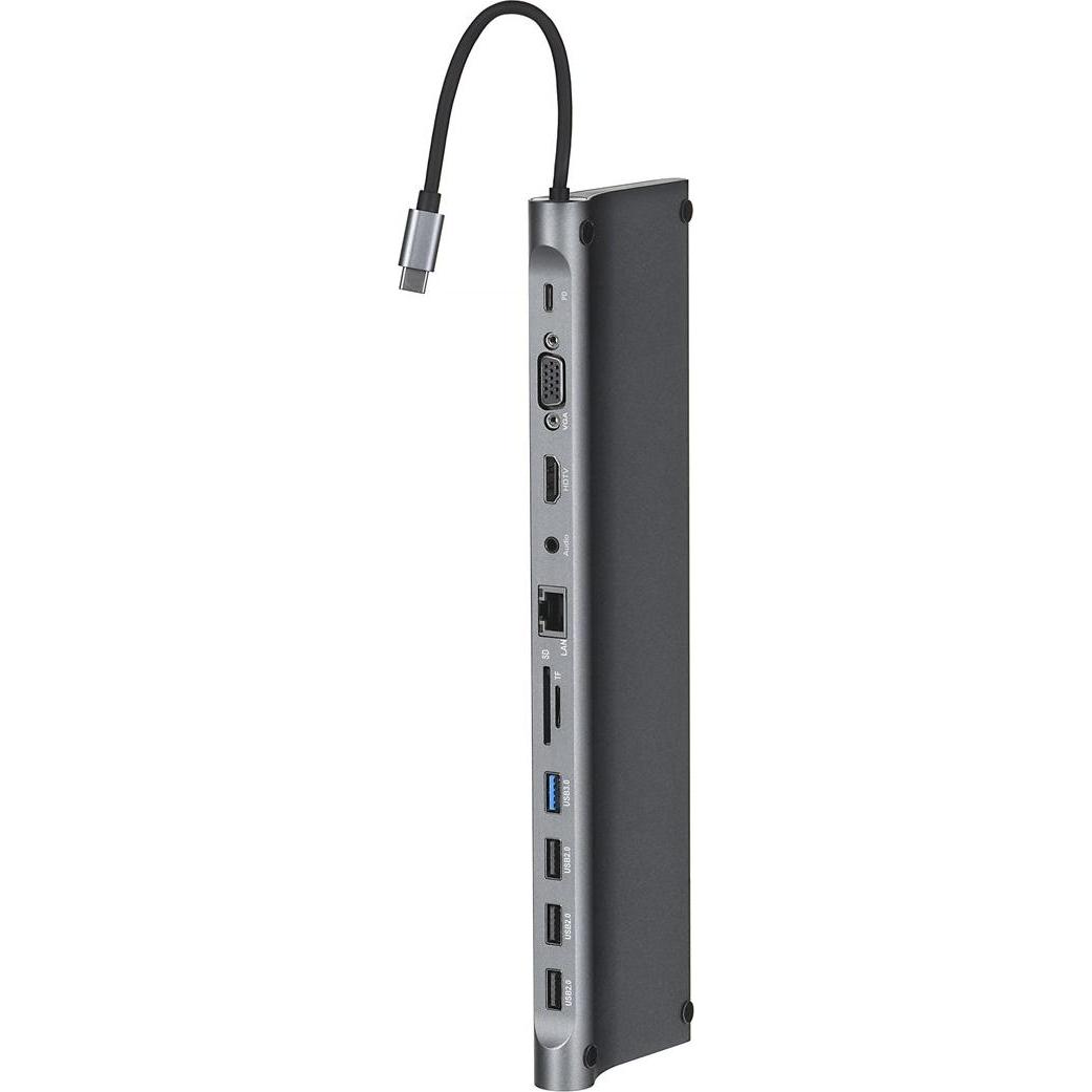 Gembird Multiport-Adapter (USB-C, 11 Ports), Dockingstation + USB Hub, Grau