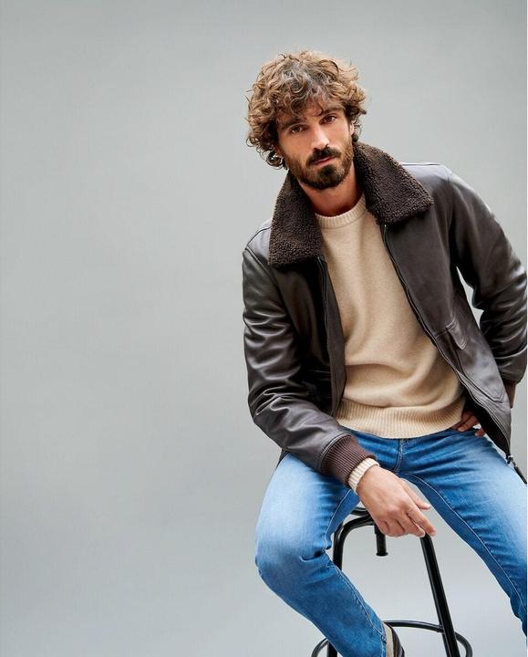 Image du produit La Redoute Collections Veste en cuir style bomber (M)