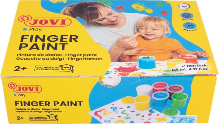 Produktbild Jovi Fingerfarbe VE=6 Dosen a 125ml farblich sortiert (Weiss, Gelb, Grün, Blau, Rot, Braun, 125 ml)