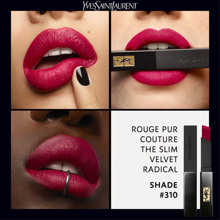 Actual product image Yves Saint Laurent Rouge Pur Couture The Slim Velvet Radical Fuchsia 310 (N°310 Fuchsia Never Over)