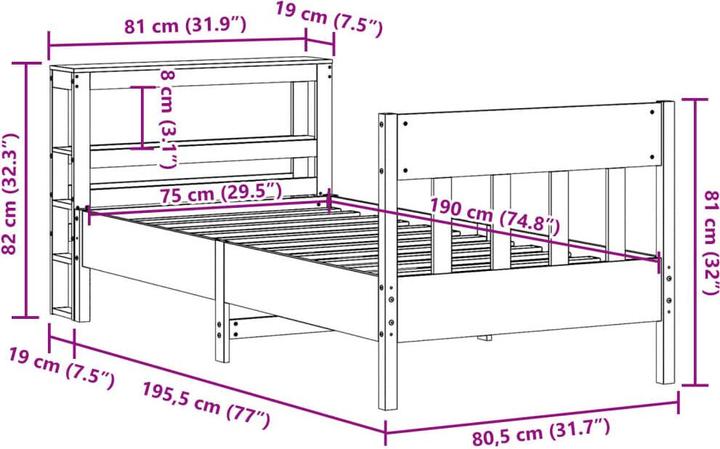 Image du produit vidaXL Bettgestell (75 x 190 cm)