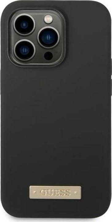 Image du produit Guess GUHMP14LSBPLK iPhone 14 Pro 6,1" czarny/black hard case Silicone Logo Plate MagSafe (Apple iPhone 14 Pro)