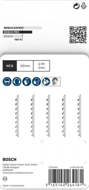 Actual product image Bosch Professional Zubehör PRO Wood precise T144DP Jigsaw blade, 100 mm, 5 pcs.