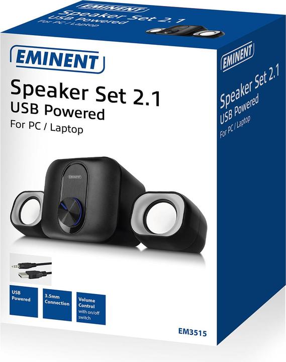 Actual product image Eminent 2.1 Stereo speaker set for PC and laptop, USB powered
