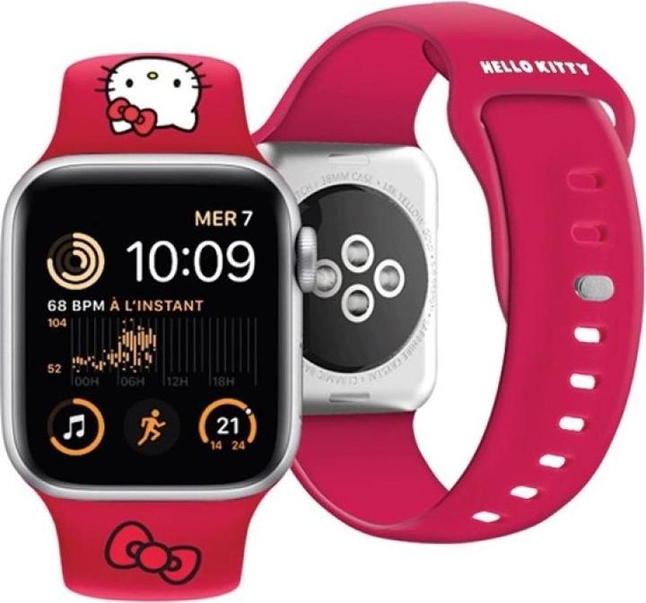 Immagine prodotto Hello Kitty Pasek HKAWMSCHBLR Apple Watch 38/40/41mm czerwony/cinturino rosso Silicone Kitty Head (38 mm, Acciaio inossidabile, Silicone)