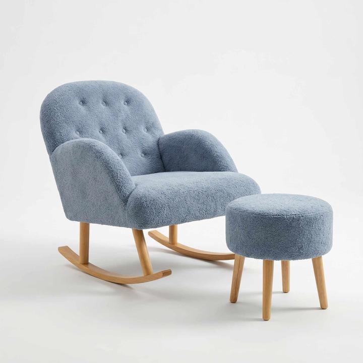 Produktbild Atelier del Sofa Dügmeli Wing Chair & Pouffe Set (2 Pieces)
