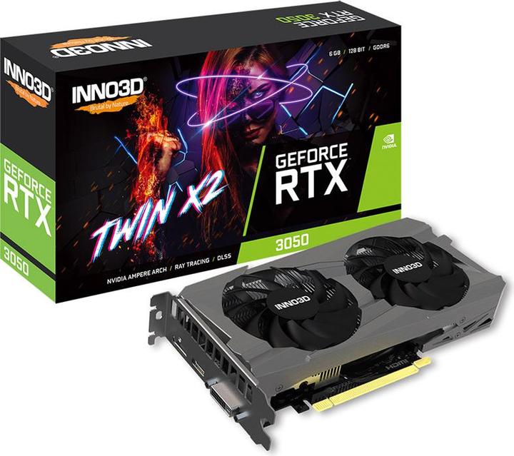 Actual product image Inno3D RTX3050 Twin X2 6GB GDDR6 HDMI DVI DP (6 GB)