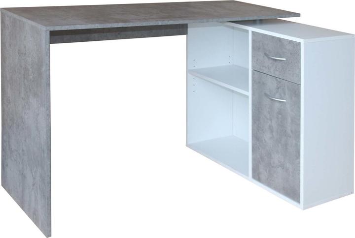 Image du produit HTI-Living Eckschreibtisch 120 x 80 Beton Weiss (120 x 80 x 75 cm)
