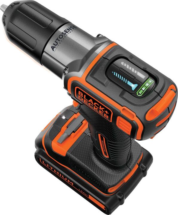 Immagine prodotto Black & Decker Trapano e avvitatore a batteria 18V Autosense, 2 batterie ricaricabili
